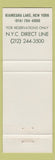 Matchbook Cover - Concord Resort Hotel Kiamesha Lake NY
