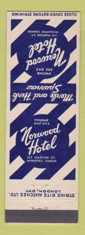 Matchbook Cover - Norwood Hotel Winnipeg MB