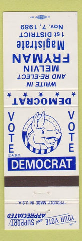 Matchbook Cover - Melvin Fryman Magistrate Jefferson County KY 1989