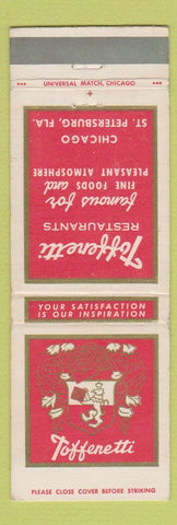Matchbook Cover - Toffenetti Restaurants Chicago IL St Petersburg FL