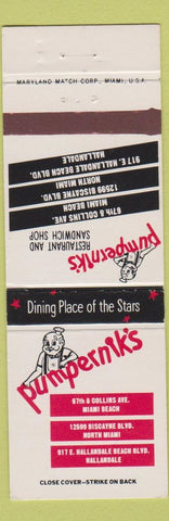Matchbook Cover - Pumpernik's Restaurant Miami Beach FL Hallandale