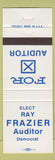 Matchbook Cover - Ray Frazer Auditor Democrat