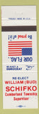 Matchbook Cover - William Bud Schifko Cumberland Township Supervisor PA