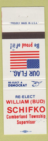 Matchbook Cover - William Bud Schifko Cumberland Township Supervisor PA