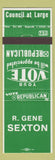 Matchbook Cover - R Gene Sexton Council at Large Election