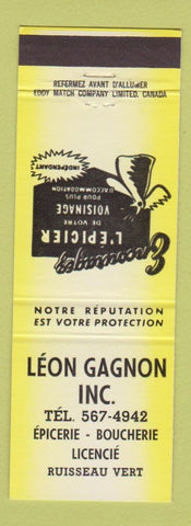 Matchbook Cover - Leon Gagnon Ruisseau Vert QC?