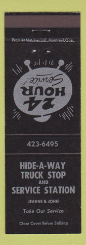 Matchbook Cover - Hide A Way Truck Stop oil gas Canada