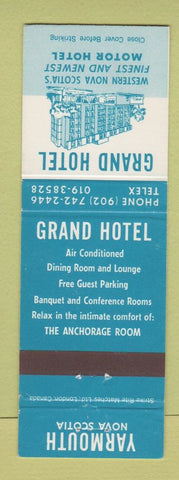 Matchbook Cover - Grand Hotel Yarmouth NS
