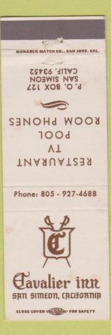 Matchbook Cover - Cavalier Inn Sam Simeon CA STAINED