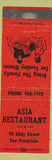 Matchbook Cover - Asia Restaurant San Francisco CA WEAR