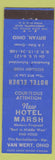 Matchbook Cover - Hotel Elder Marsh Van Wert OH Bryan