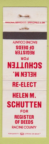 Matchbook Cover - Helen M Schutten Register of Deeds Racine County WI WEAR