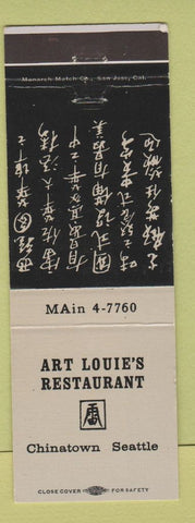Matchbook Cover - Art Louie's Restaurant Seattle WA