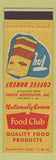 Matchbook Cover - Food Club Gaylord Coffee