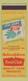 Matchbook Cover - Food Club Top Frost Frozen Sweet Peas