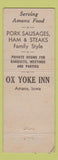 Matchbook Cover - Ox Yoke Inn Amana IA