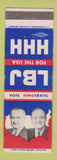 Matchbook Cover - Lyndon B Johnson Hubert Humphrey Presidential Election