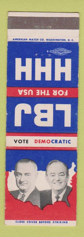 Matchbook Cover - Lyndon B Johnson Hubert Humphrey Presidential Election