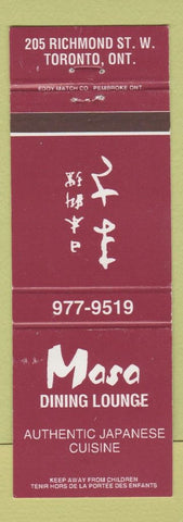 Matchbook Cover - Masa Dining Lounge Japanese food Toronto ON