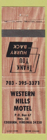Matchbook Cover - Western Hills Motel Coeburn VA