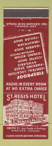 Matchbook Cover - St Regis Hotel Winnipeg MB