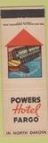 Matchbook Cover - Powers Hotel Fargo ND