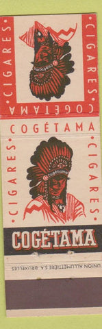 Matchbook Cover - Cogetama Cigars Indian Brussels Bruxelles