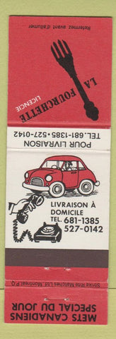 Matchbook Cover - La Fourchette Canadian Restaurant QC