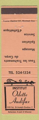 Matchbook Cover - Institut Odette Audifax QC