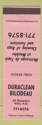 Matchbook Cover - Duraclean Bilodeau Hull QC