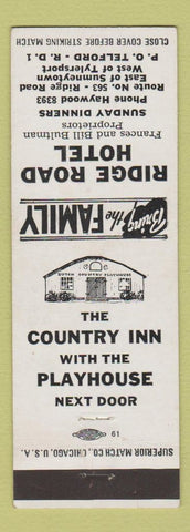 Matchbook Cover - Ridge Road Hotel Telford PA
