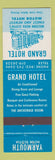 Matchbook Cover - Grand Hotel Yarmouth NS