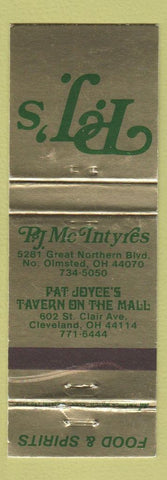 Matchbook Cover - PJ McIntyres North Olmsted OH Cleveland
