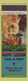 Matchbook Cover - Harry Leedom Coal Feed Mount Joy PA low phone Fresh Scent