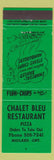 Matchbook Cover - Chalet Bleu Restaurant Pizza Midland ON
