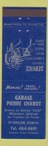 Matchbook Cover - Garage Pierre Chabot St Odilon Dorchester QC