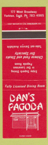 Matchbook Cover - Dan's Pagoda Yorkton SK Chinese