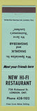Matchbook Cover - New Hi Fi Restaurant London ON
