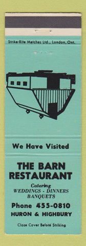 Matchbook Cover - Barn Restaurant London ON