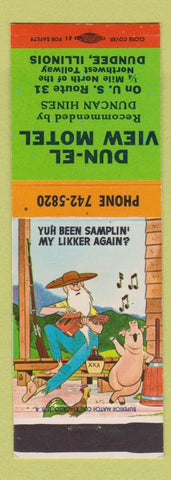 Matchbook Cover - Dun-El View Motel Dundee IL hillbilly drunk pig