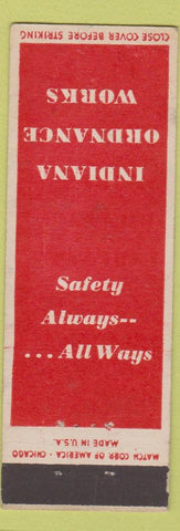 Matchbook Cover - Indiana Ordnance Works Military safety