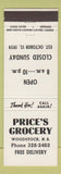 Matchbook Cover - Price's Grocery Woodstock NB
