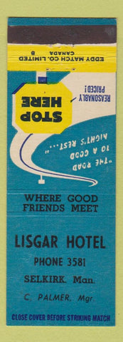 Matchbook Cover - Lisgar Hotel Selkirk MB WEAR