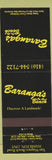 Matchbook Cover - Baranga's on the Beach Hamilton ON