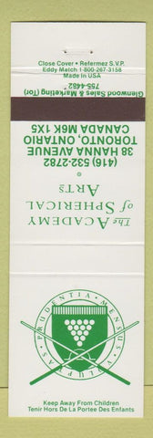 Matchbook Cover - Academy of Spherical Arts Toronto ON billiards