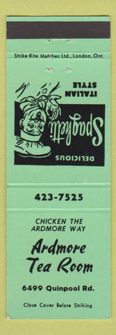 Matchbook Cover - Ardmore Tea Room AB Chicken Spaghetti