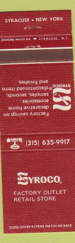 Matchbook Cover - Syroco Factory Outlet Syracuse NY