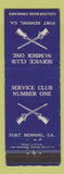 Matchbook Cover - Service Club Fort Benning GA
