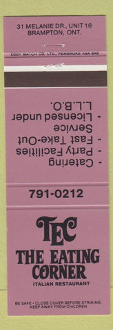 Matchbook Cover - Eating Corner Italian Restaurant Brampton ON