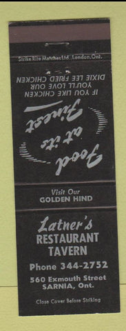 Matchbook Cover - Latner's Restaurant Tavern Sarnia ON Dixie Lee Fried Chicken